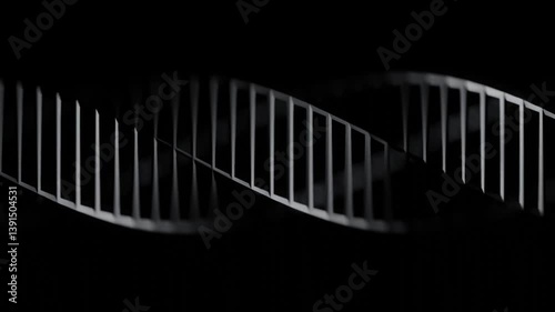 Futuristic Artificial DNA Helix Spinning Animation on Dark Sci-Fi Background