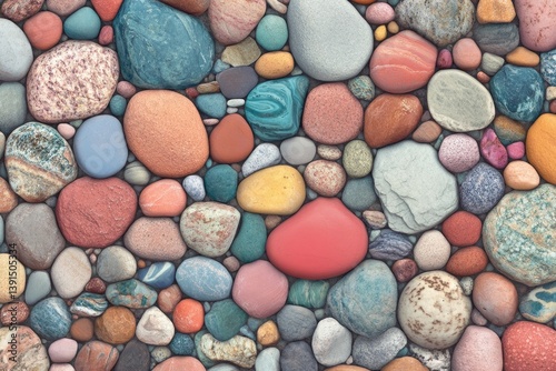 A Vibrant Collection of Colorful Beach Pebbles Creates a Stunning Mosaic Effect