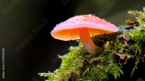 Dew kissed coral mushroom on moss
