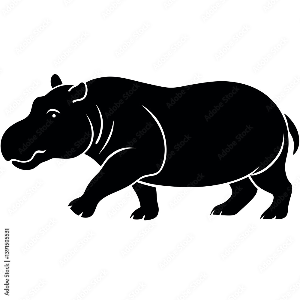 Obraz premium A minimalist-yet-intricate-set-of-a-running-hippo 