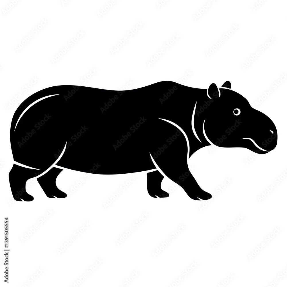 Obraz premium A minimalist-yet-intricate-set-of-a-running-hippo 
