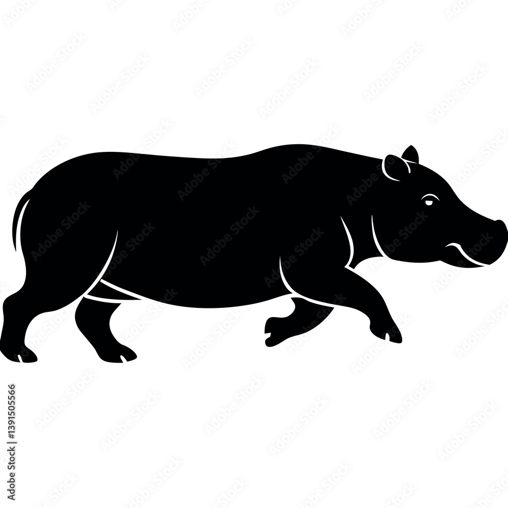 Obraz premium A minimalist-yet-intricate-set-of-a-running-hippo 