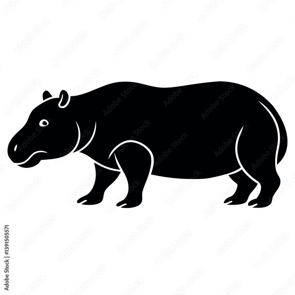 Obraz premium A minimalist-yet-intricate-set-of-a-running-hippo 