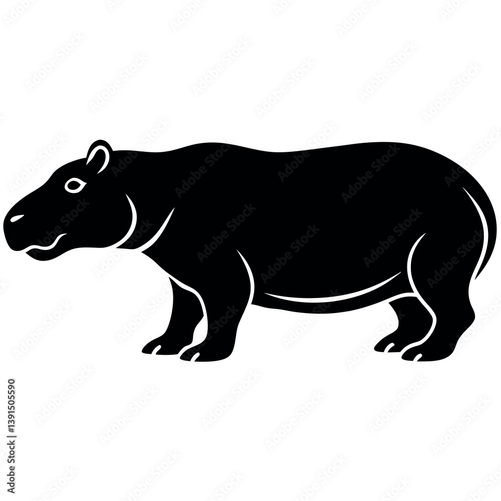 Obraz premium A minimalist-yet-intricate-set-of-a-running-hippo 