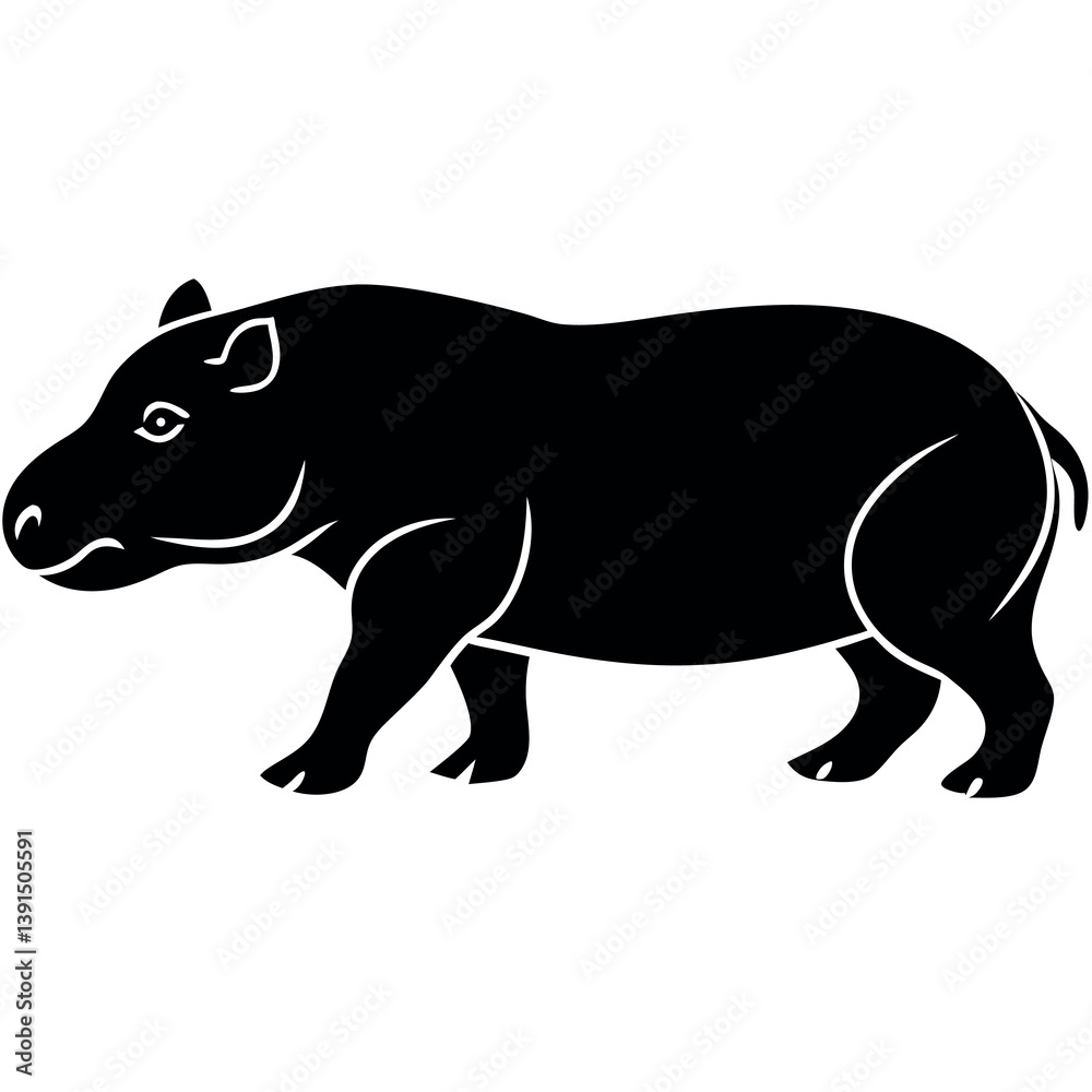 Obraz premium A minimalist-yet-intricate-set-of-a-running-hippo 