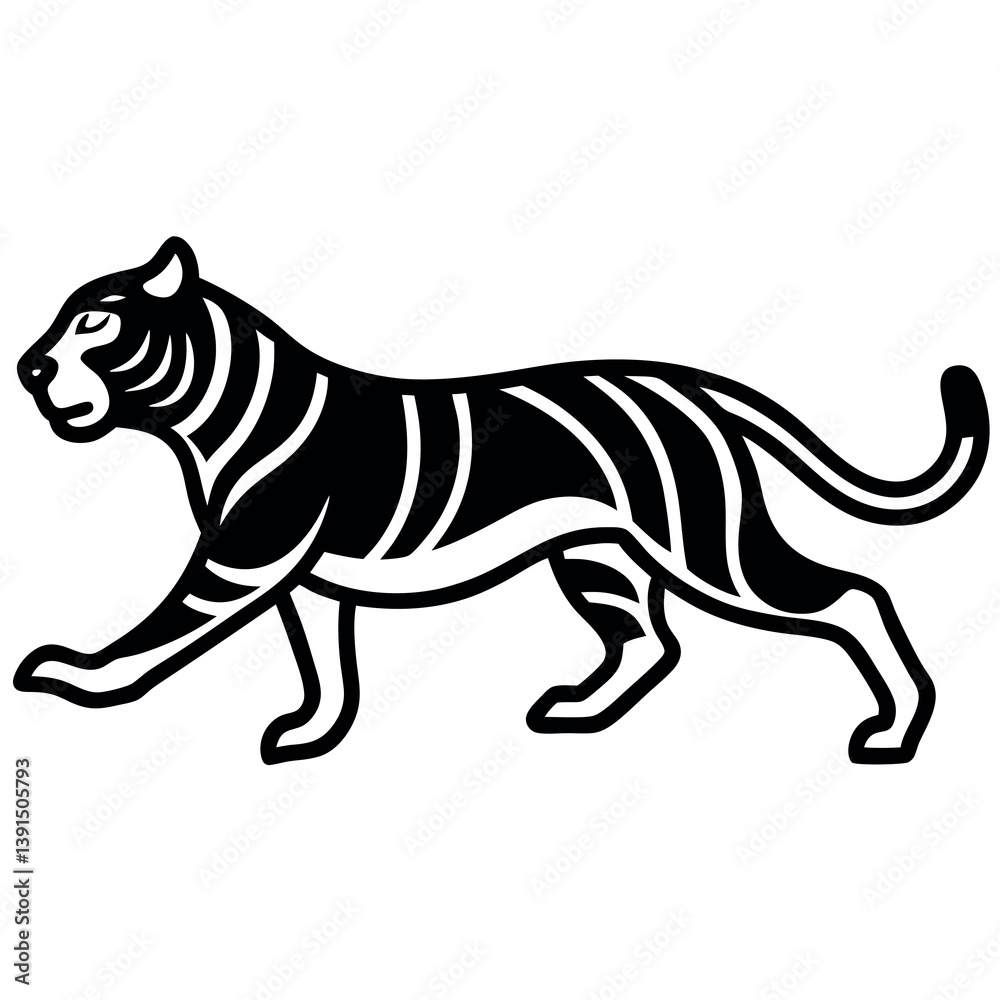 Obraz premium A minimalist-yet-intricate-set-of-a-running-tiger 