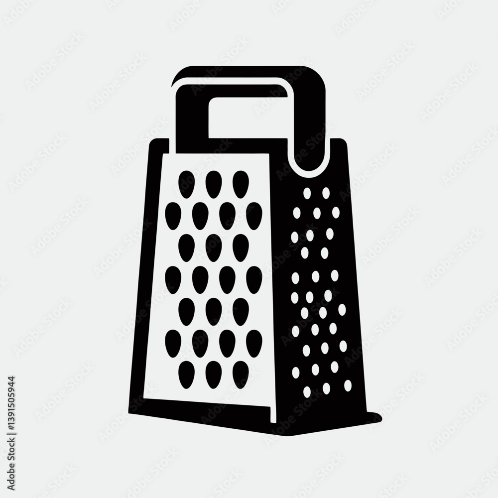 very simple flat and single minimalist Cheese Grater Handle Silhouettes in black on a white background very simple flat and single minimalist Cheese Grater Handle Silhouettes in black on a white background