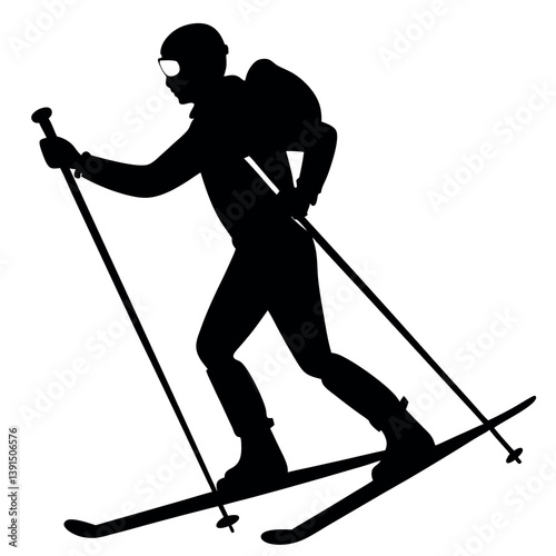 A skiing-silhouette-vector-mountaineer-set-in-different.