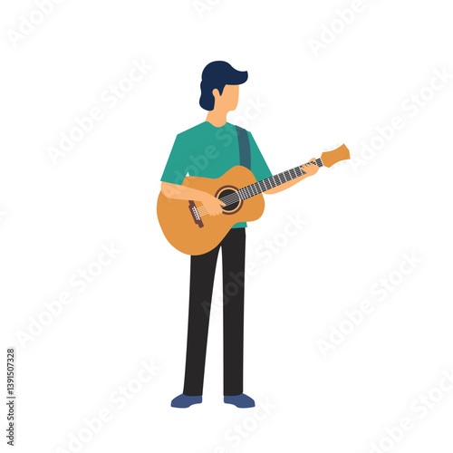 Man holding and playing acoustic guitar