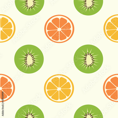 Citrus fruits vector seamless pattern.Design for wrapping paper, textiles, packaging. Colorful summer background.