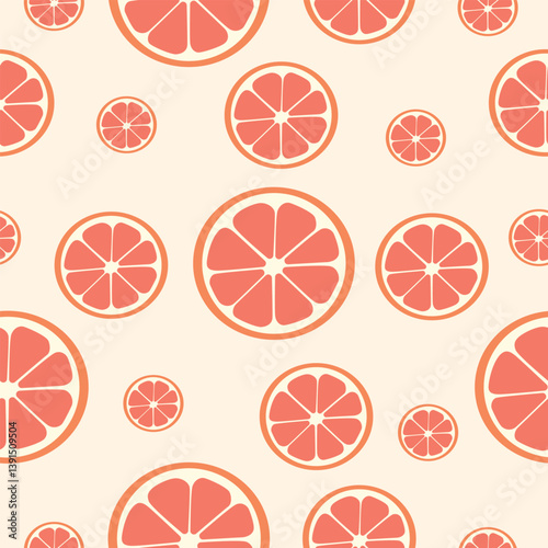 Vector seamless grapefruit slice pattern. Background for summer textile,fabric