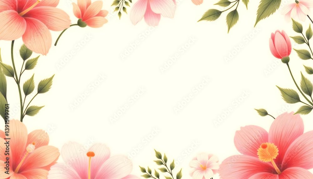 realist drawing Flower frame, flower background. Mother's Day, Wedding, feminine, isolated flowers. flower decoration, deco, Rose, Lily, background, postcard, mock up, watercolor, colorpencil, gouache realist drawing Flower frame, flower background. Mother's Day, Wedding, feminine, isolated flowers. flower decoration, deco, Rose, Lily, background, postcard, mock up, watercolor, colorpencil, gouache