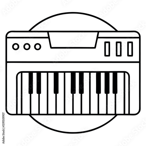 A black-and-white-line-drawing-of-a-stylize 