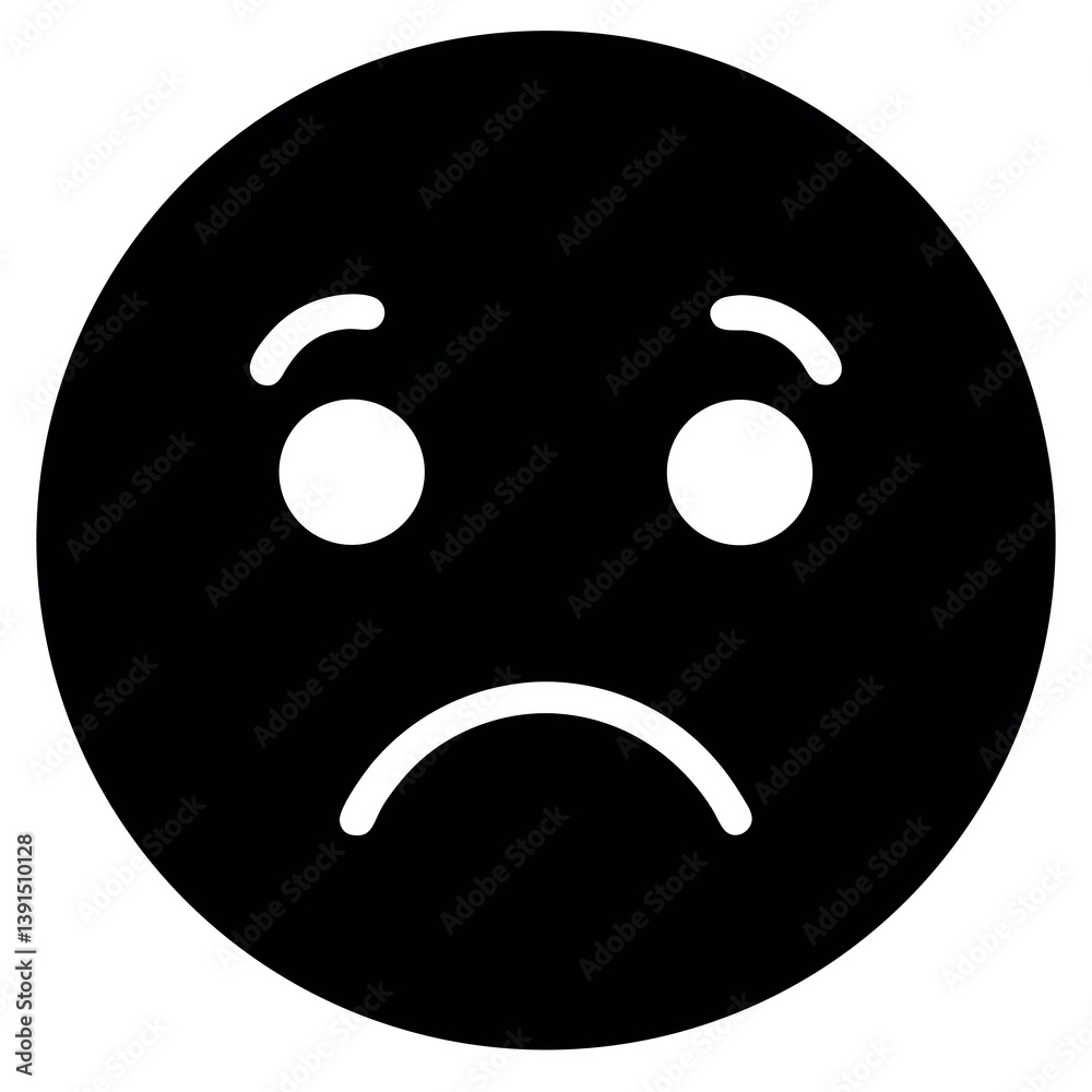 Fototapeta premium A minimal black-and-white-sad-face-emoji 