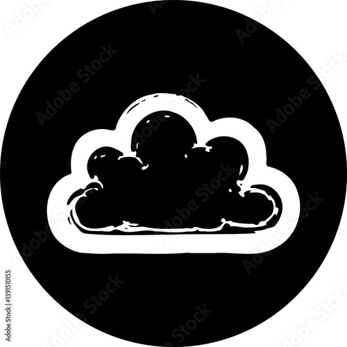 Stylized cloud illustration on a black circular background conveying simplicity