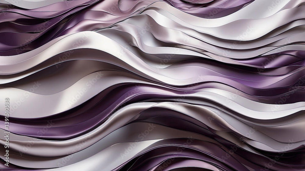 Obraz premium Abstract image with smooth, flowing curves in silver and shades of purple