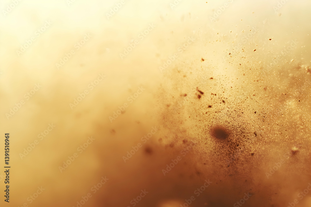Abstract brown dust particles floating in air, light background. Abstract brown dust particles floating in air, light background.