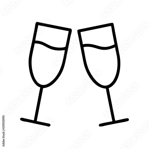 Two wine glasses toasting vector illustration for celebration cheers drink alcohol party event design