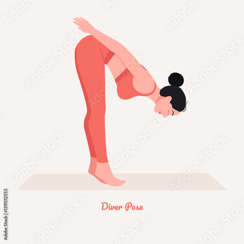 Diver pose. Young woman practicing Yoga pose. Woman workout fitness, aerobic and exercise