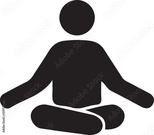 Meditation icon vector male person profile avatar symbol for active healthy lifestyle in a glyph pictogram illustration
