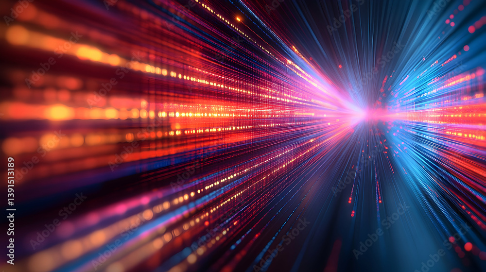 Abstract light streaks converging at a bright central point, creating a dynamic and energetic visual. Abstract light streaks converging at a bright central point, creating a dynamic and energetic visual.