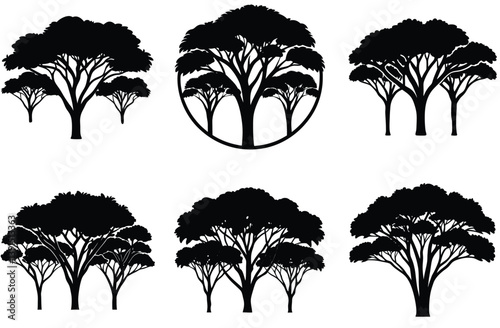 Tree Vector Clipart with Wildlife Vibes – Circle Tree Silhouette for Logo Design, Sublimation, Stickers, Posters