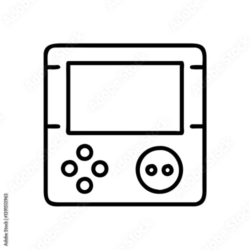 Retro handheld gaming console vector illustration for vintage game enthusiasts and designers with outline style