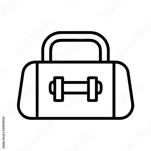 Gym bag vector icon illustration for fitness workout and sport equipment in outline style isolated design 100