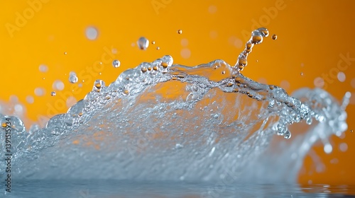Water splash against orange background.