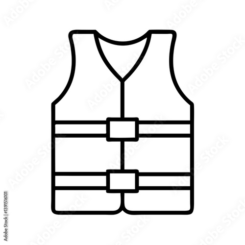 Life jacket vector icon, safety vest outline illustration for water sport and boating equipment apparel design