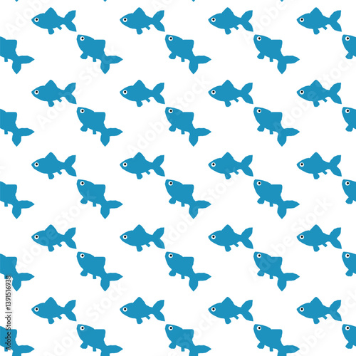 Vector seamless pattern of sea fish and shell
