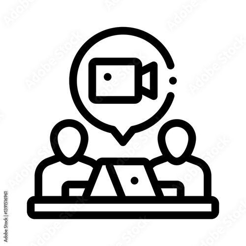 online meeting line icon