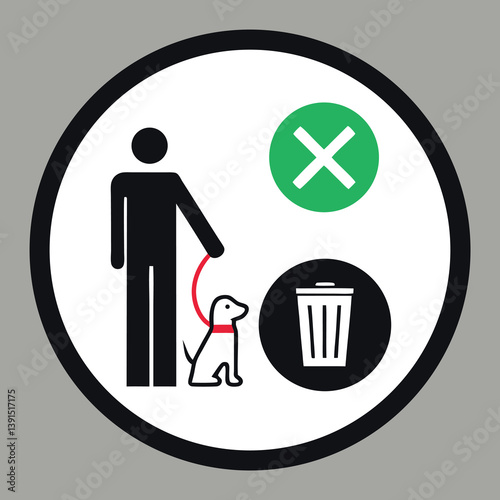 Public sign dog-waste disposal stick-figure 