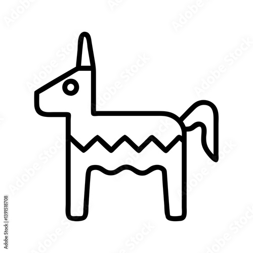 Outline drawing of a cute piñata for cinco de mayo celebration party games and mexican holiday traditions