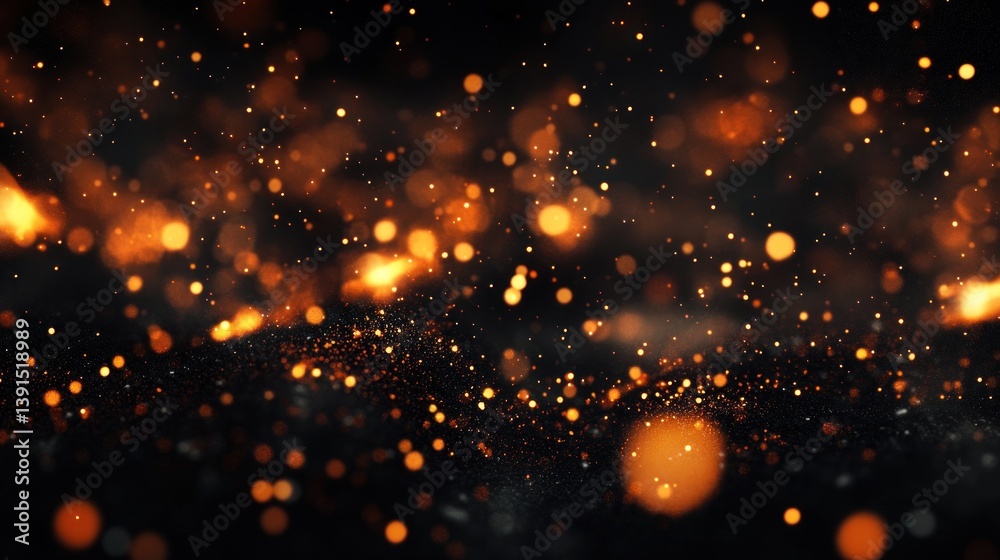Fototapeta premium Abstract fiery sparks, bokeh lights, dark background