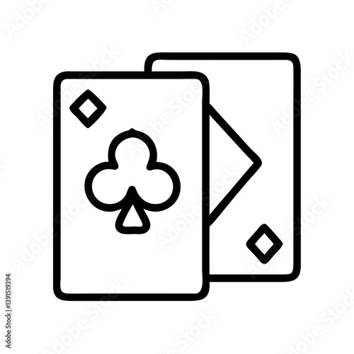 Playing cards icon vector illustration with club and diamond symbols for casino and game design use