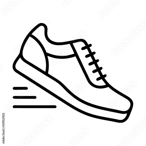 Running shoe outline vector illustration for athletic footwear and sports equipment design projects and more