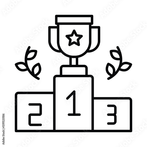 Trophy vector outline icon. EPS 10 file