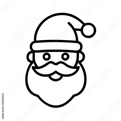 Santa claus face icon vector illustration christmas holiday season celebration december winter outline design art