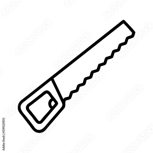 Hand saw vector icon woodworking tool for cutting wood carpentry equipment hand tool outline style design