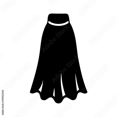 maxi skirt icon, maxi skirt line art - simple line art of maxi skirt, perfect for maxi skirt logos and icons