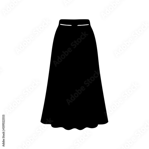 maxi skirt icon, maxi skirt line art - simple line art of maxi skirt, perfect for maxi skirt logos and icons