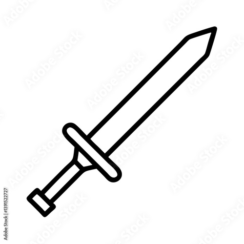 Outline sword vector illustration for medieval weapon design and fantasy rpg game asset with blade and hilt
