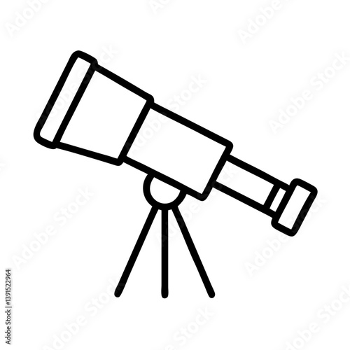Telescope icon vector illustration for astronomy stargazing science and education projects simple line drawing