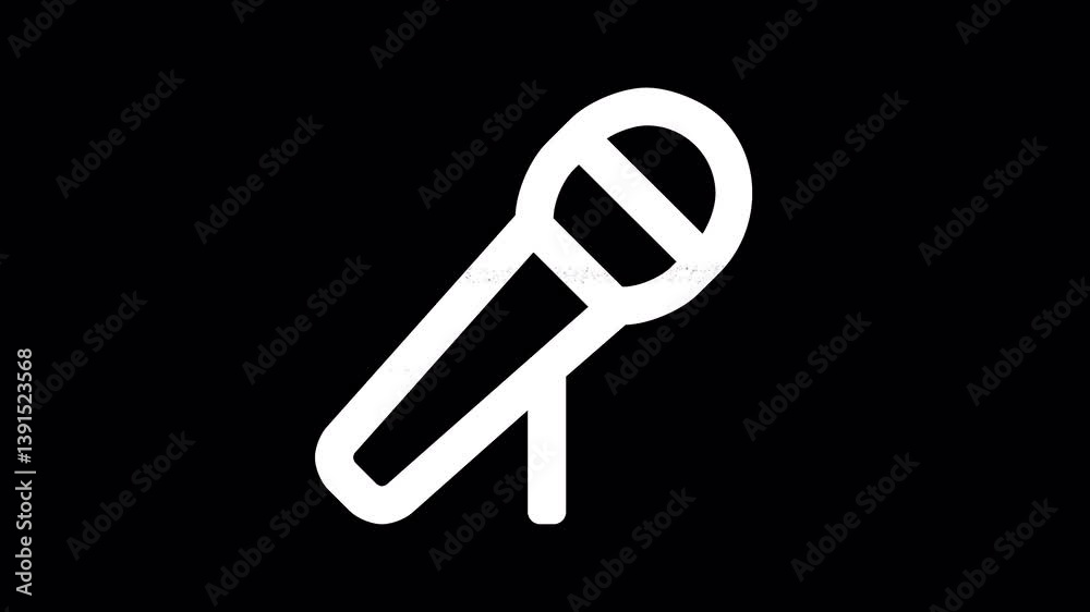 Icon microphone stand is distorted. Glitch. Noise, chromatic aberration, geometric distortion. Transparent background, looped. In-Out looped. Alpha BW at the end Icon microphone stand is distorted. Glitch. Noise, chromatic aberration, geometric distortion. Transparent background, looped. In-Out looped. Alpha BW at the end