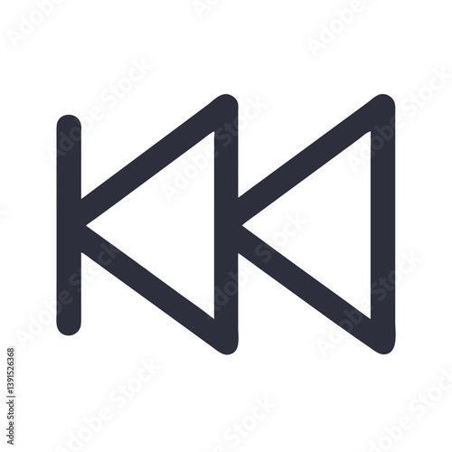 Backward Media Button Representing Previous or Rewind Icon Design