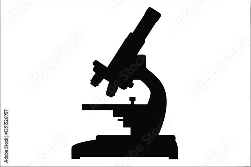Microscope silhouette vector, microscope science equipment clip art