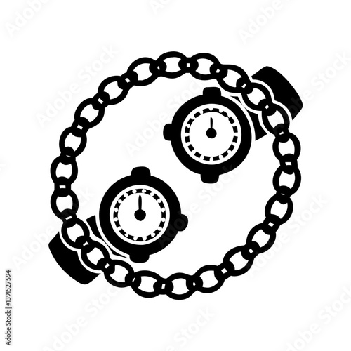 watch chains icon, watch chains line art - simple line art of watch chains, perfect for watch chains logos and icons