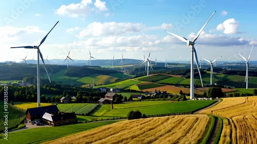 Aerial footage captured by a drone reveals expansive European fields, showcasing lush greenery, golden crops, and winding paths under a serene sky.