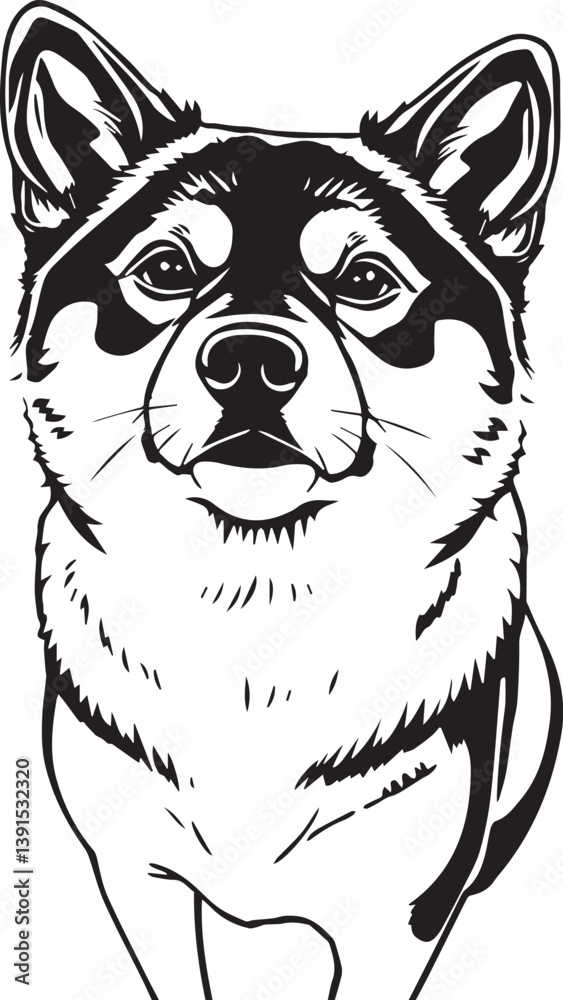 Naklejka premium Shiba Inu dog. Hand drawn vector illustration